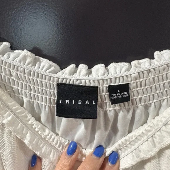 Tribal Cream Lace Off-Shoulder Blouse - Picture 2 of 2